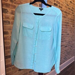Talbots Size SP Light Blue 100% Linen Tunic Top